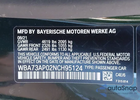 2022 BMW 430I xDrive from USA, damaged, VIN WBA73AP02NCH95124